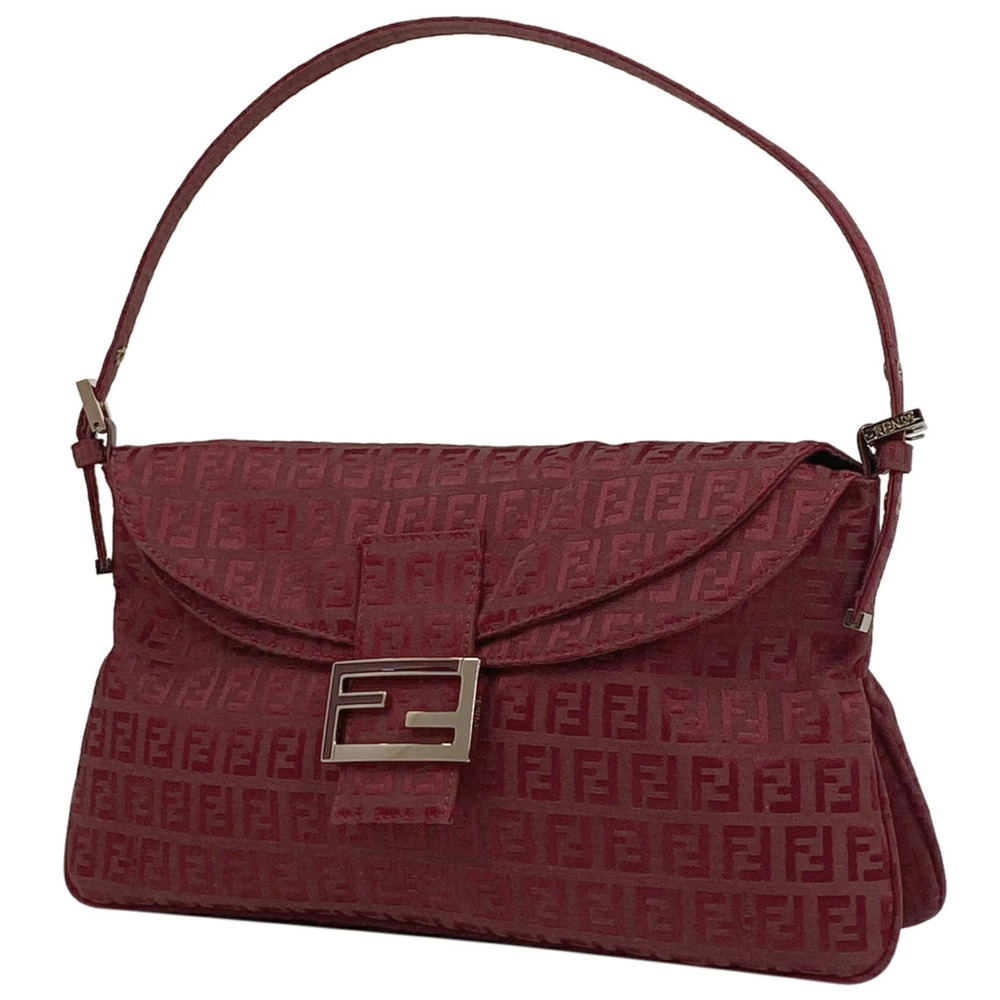 Fendi Zucchino Shoulder Bag Hobo Canvas Red